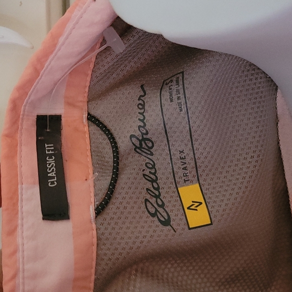 NWOT Eddie Bauer Mountain Long & Short Sleeve Shirt Top Pink Peach Plaid S - Picture 7 of 12